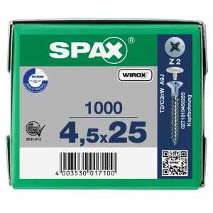 SPS SPAX kopboring 4.5 x 25 PZ2 /1000st Wirox (0271010450255)