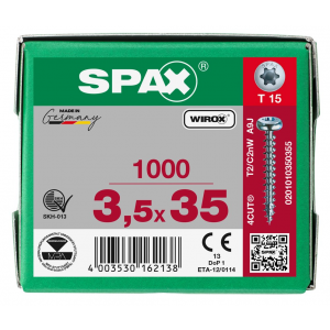 SPS SPAX bolkop 3.5 x 35 T15 /1000st Wirox (0201010350355)