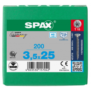 SPS SPAX 3.5 x 25 T15 inox A2 /200st 