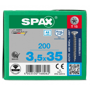 SPS SPAX 3.5 x 35 T15 inox A2 /200st 