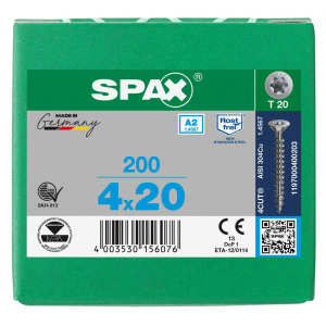 SPS SPAX 4.0 x 20 T20 inox A2 /200st 