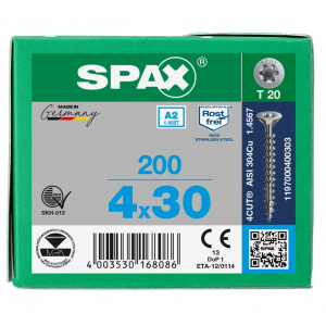 SPS SPAX 4.0 x 30 T20 inox A2 /200st 