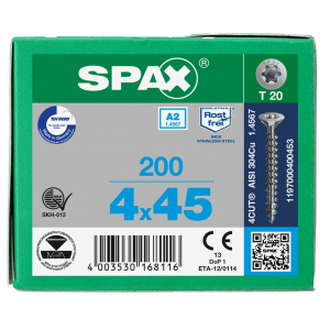 SPS SPAX 4.0 x 45 T20 inox A2 /200st 