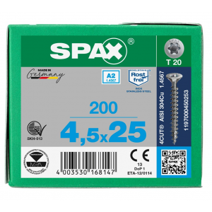 SPS SPAX 4.5 x 25 T20 inox A2 /200st 