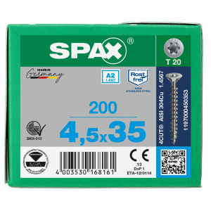 SPS SPAX 4.5 x 35 T20 inox A2 /200st 