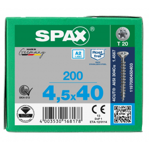 SPS SPAX 4.5 x 40 T20 inox A2 /200st 