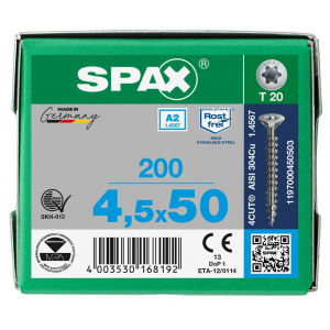 SPS SPAX 4.5 x 50 T20 inox A2 /200st 