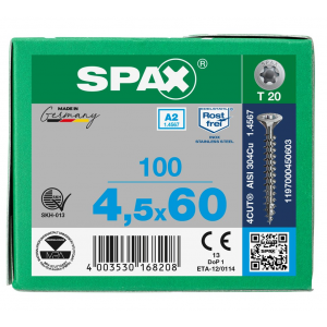 SPS SPAX 4.5 x 60 T20 inox A2 /100st 