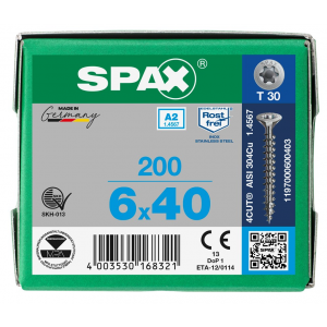 SPS SPAX 6.0 x 40 T30 inox A2 /200st 