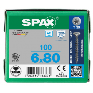 SPS SPAX 6.0 x 80 T30 inox A2 /100st 