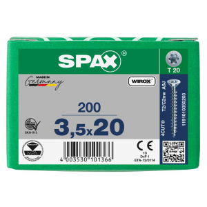 SPS SPAX 3.5 x 20 T20 Wirox /200st (1191010350203)