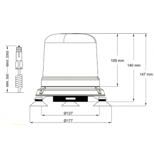 Zwaailamp LED oranje magnetisch (515M-DV-OR) met 12/24V autostekker