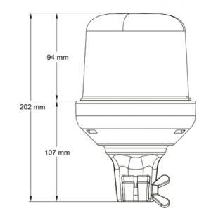 Zwaailamp LED 12/24v oranje buisbevest. (515F-DV-OR)