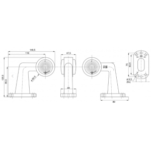 Markeerlicht LED R/W LR 12/24v 90° (AE-01-194)