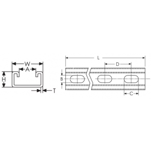 Profiel strut C 21x41x2.5mm /3m (DC) Caddy C25H3000PG