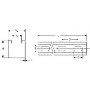 Profiel strut A 41x41x2.5mm /2m (AC) Caddy A25H2000PG