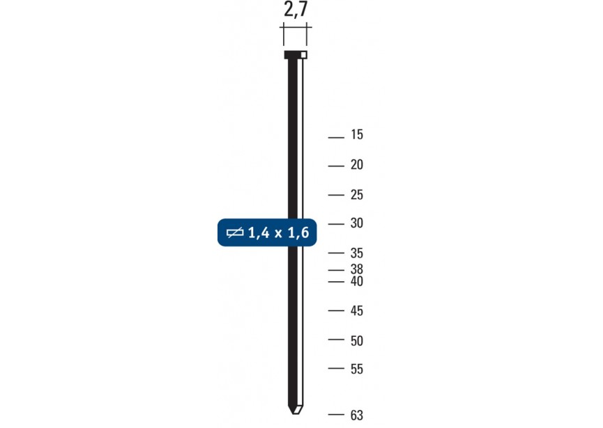 Brads 16GA 60mm /2500st inox HEWI 