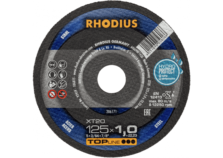 Snijschijf ijzer 125x1.0mm XT20 Rhodius (206171)