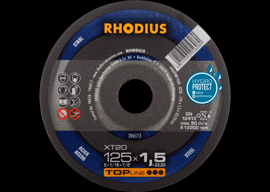 Snijschijf ijzer 125x1.5mm XT20 Rhodius (206173)