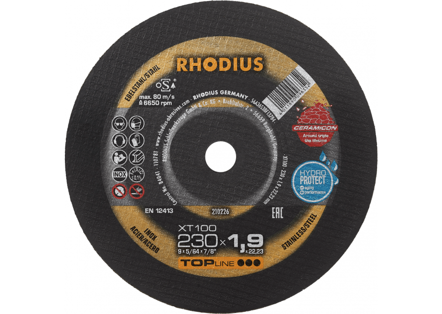 Snijschijf inox 230x1.9mm XT100 Rhodius (210226)