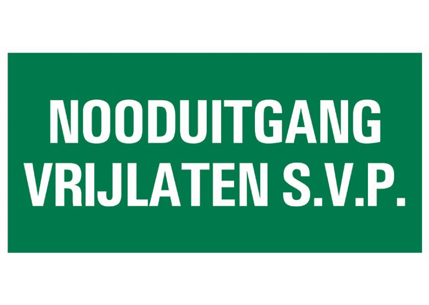 Sign.bord nooduitgang vrijlaten 150x300