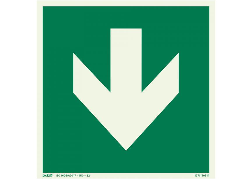 Sign.bord richtingspijl groen 150x150 zelfklevend en fotoluminescerend