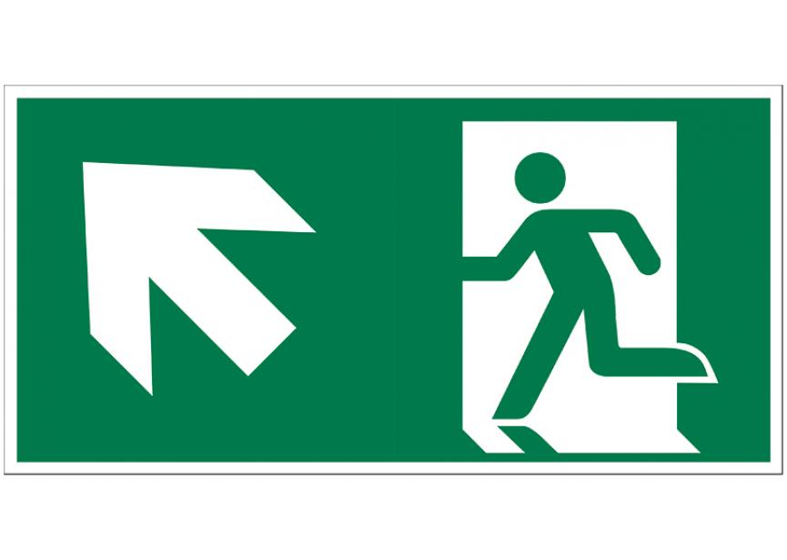Sign.bord vluchtweg trap op links 150x300