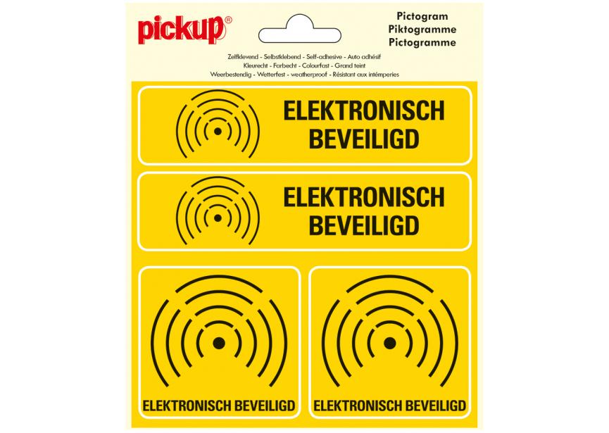 Sticker combi ELECTRONISCH BEVEILIGD 4st P169 (2x 135x35 + 2x 70x70)