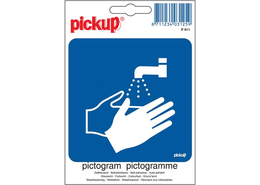 Sticker HANDEN WASSEN VERPLICHT P911 100x100