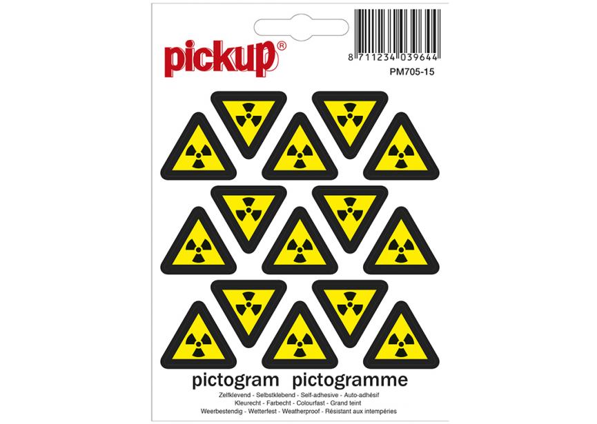 Sticker mini RADIOACTIEVE STOFFEN 2.5cm x 15st