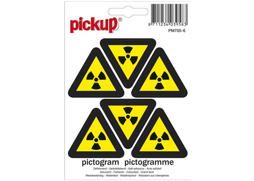 Sticker mini RADIOACTIEVE STOFFEN 4.5cm x 6st