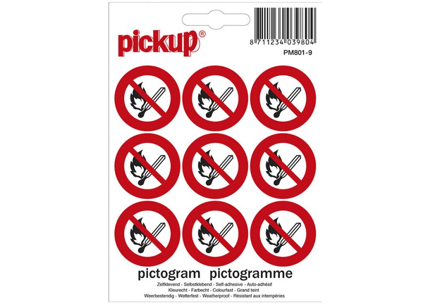 Sticker mini VERBOD,VUUR,OPEN VLAM,ROKEN 3cm x 9st