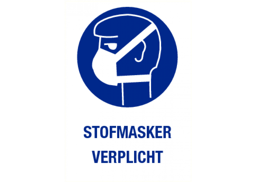 Sticker STOFMASKER VERPLICHT picto+tekst 140x200mm