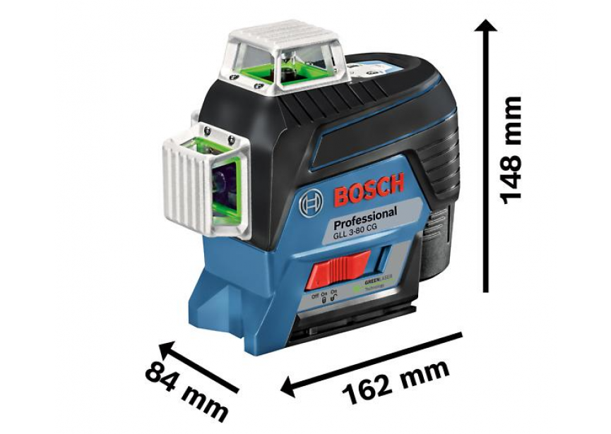 Bosch GLL 3-80 CG + BM1 kruislijnlaser (1 x 12v2.0Ah) (0.601.063.T00) L-Boxx