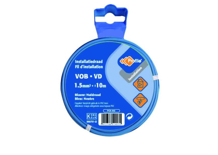 Kabel VOB 1.5mm² blauw /10m Blister (H07V-U)