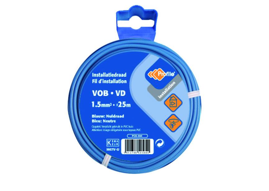 Kabel VOB 1.5mm² blauw /25m Blister (H07V-U)