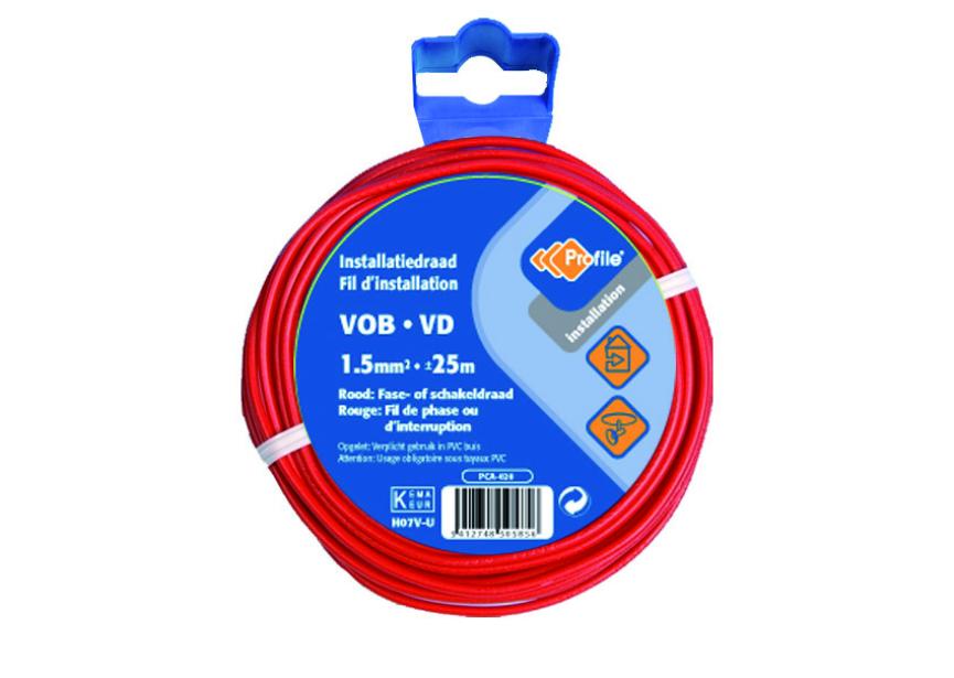 Kabel VOB 1.5mm² rood /25m Blister (H07V-U)