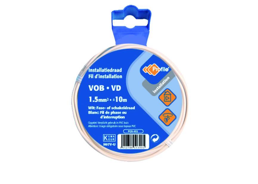 Kabel VOB 1.5mm² wit /10m Blister (H07V-U)