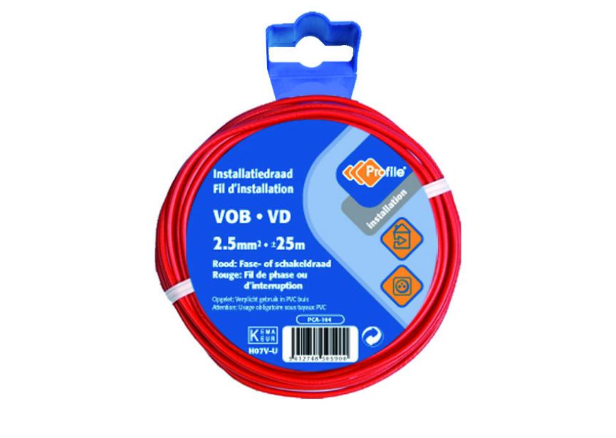 Kabel VOB 2.5mm² rood /25m Blister (H07V-U)