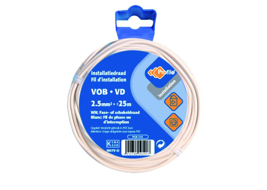 Kabel VOB 2.5mm² wit /25m Blister (H07V-U)