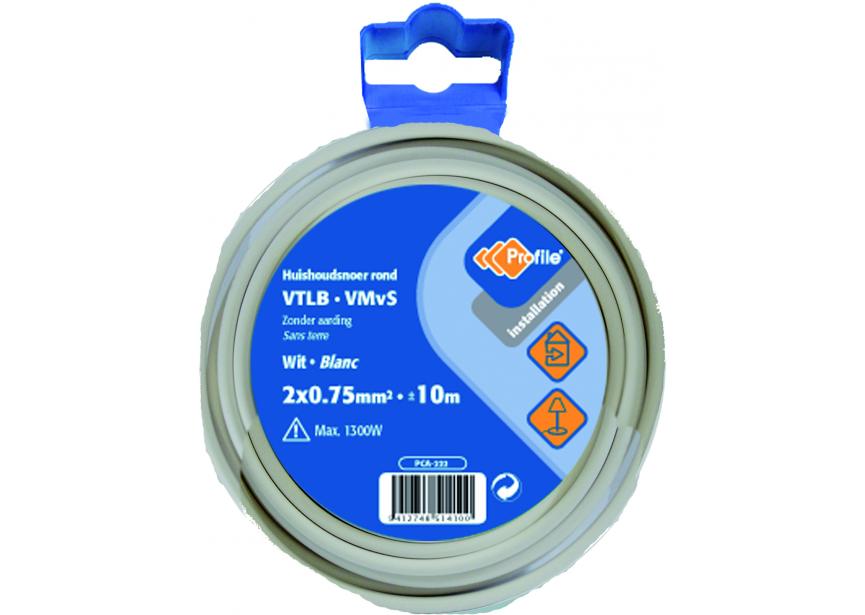 Kabel VTLB 2G0.75 wit /10m Blister (H03VV-F)