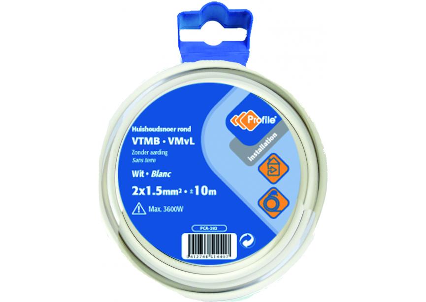 Kabel VTMB 2G1.5 wit /10m Blister (H05VV-F)