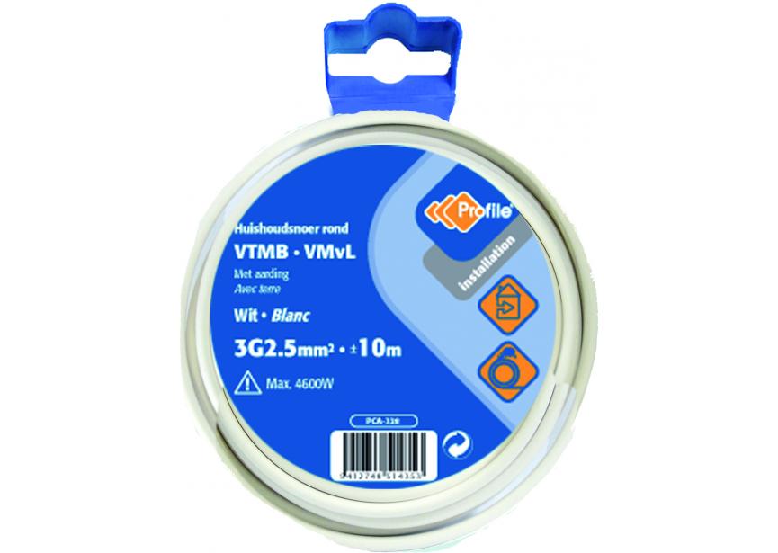 Kabel VTMB 3G2.5 wit /10m Blister (H05VV-F)