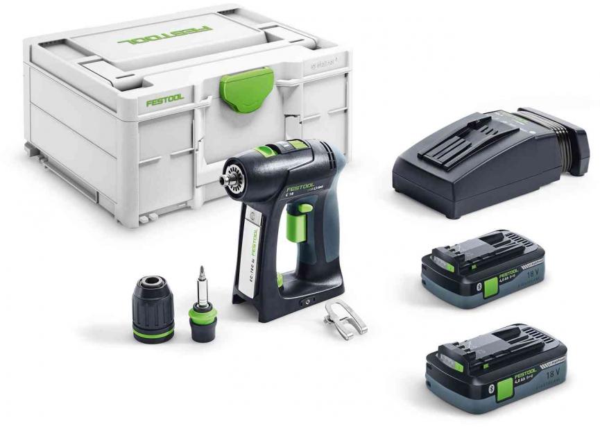 Festool C 18 HPC accu schroefboormachine 4.0 l-Plus 18v 2x4.0Ah (576435)