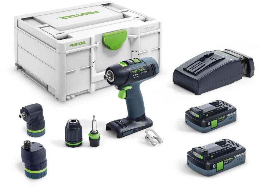 Festool T 18+3 accu schroefboormachine HPC 4.0 l-Set 18v 2x4.0Ah (576989)