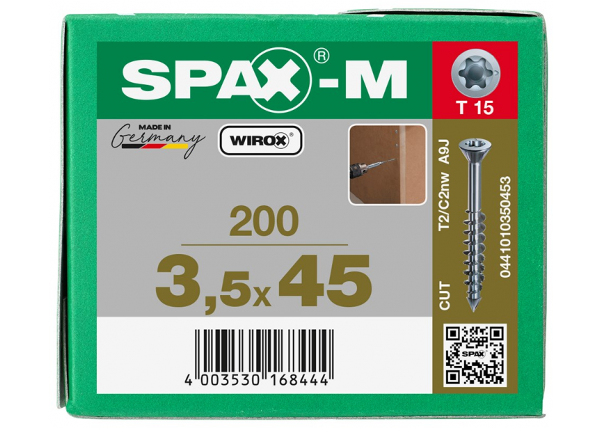 SPS SPAX MDF 3.5 x 45 GD T15 /200st Wirox (0441010350453)