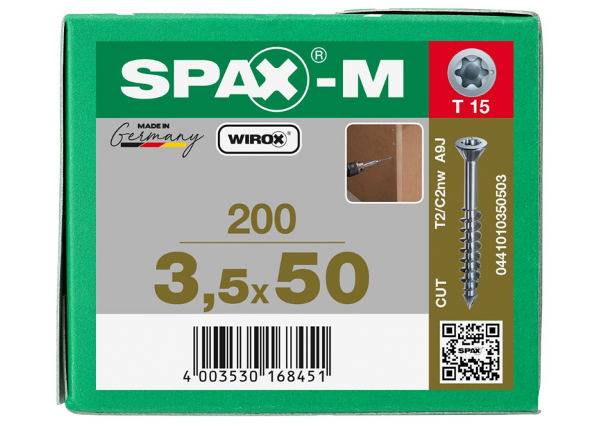 SPS SPAX MDF 3.5 x 50 GD T15 /200st Wirox (0441010350503)