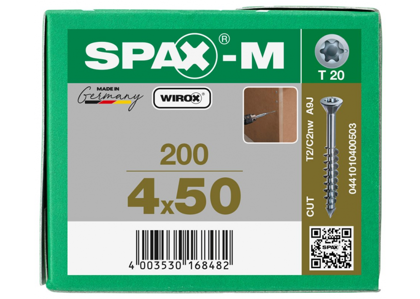 SPS SPAX MDF 4.0 x 50 GD T20 /200st Wirox (0441010400503)