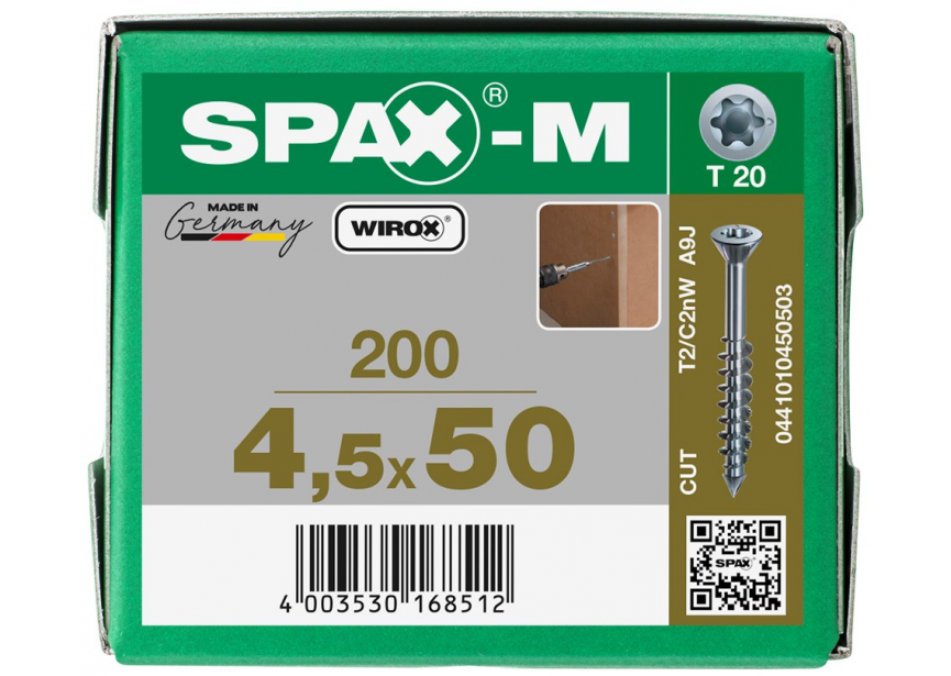 SPS SPAX MDF 4.5 x 50 GD T20 /200st Wirox (0441010450503)