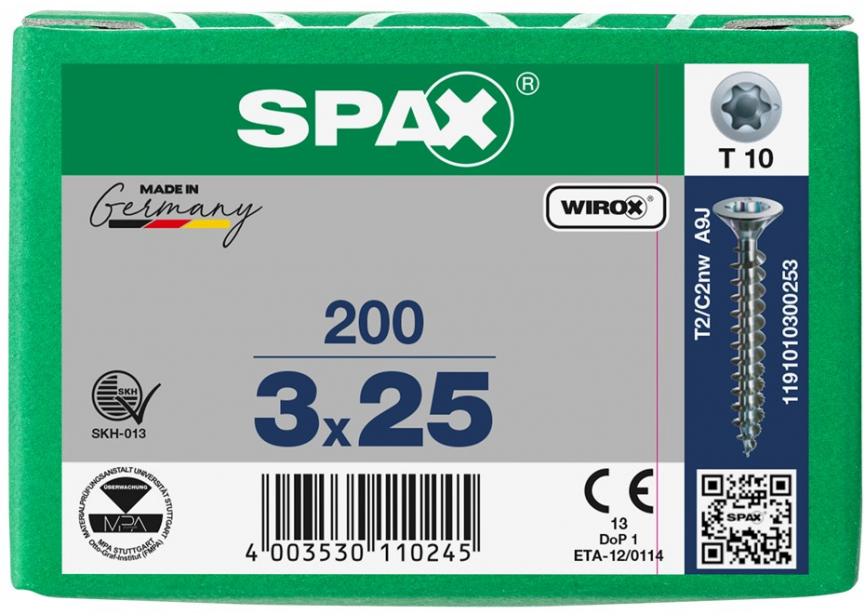 SPS SPAX 3.0 x 25 T10 Wirox /200st (1191010300253)